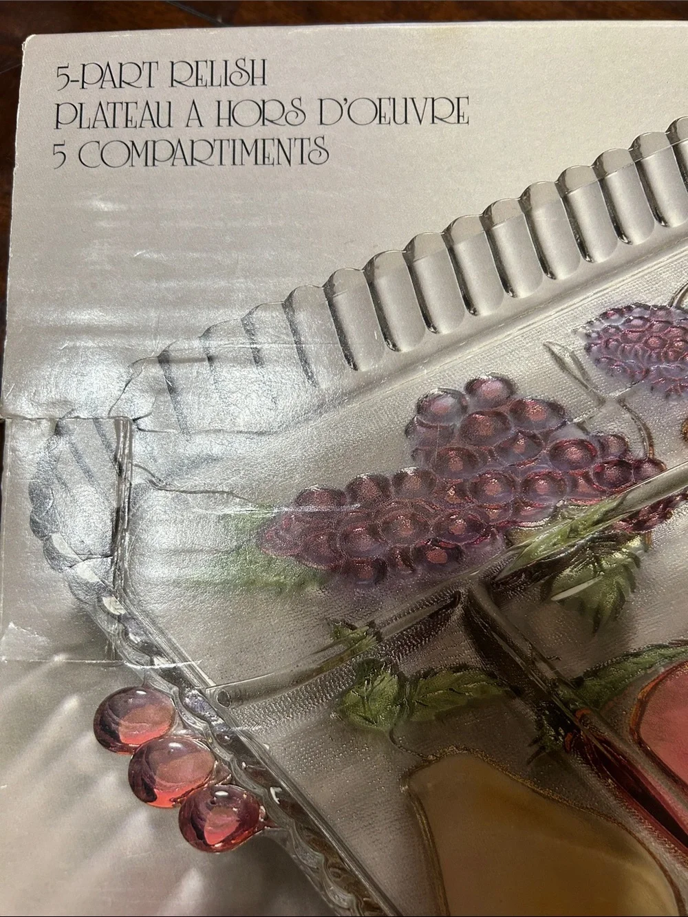 Vintage Rainbow Mist 5-Part Divided Relish Dish by Indiana Glass NIB Item 2939
